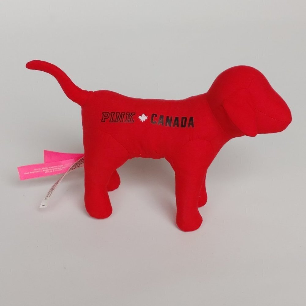 CUTE Victoria's Secret PINK DOG CANADA Day Plush Limited Edition